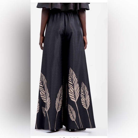 Diarrablu Nordstrom Black and Cream Leaf Wide-Leg Pants - Picture 2 of 6